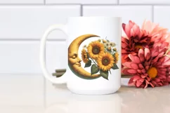 Vintage Postcard Half Moon with Sunflowers PNG Product Image 2