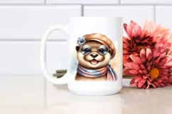 Cute Otter Wearing Silk Scarf | Watercolor Clipart Product Image 2