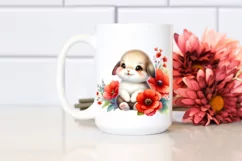 Colorful Watercolor Rabbit on Red Flowers Product Image 2
