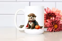 Funny Otter in Front of Spider Web with Vampire Fangs Product Image 2