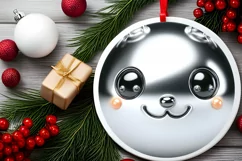 Rabbit Smiling Round Ornament Sublimation PNG Product Image 2