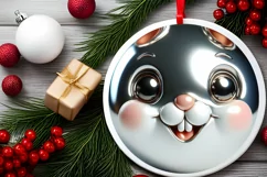 Rabbit Smiling Round Ornament Sublimation PNG Product Image 2