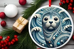 Round Christmas Ornament Sublimation|Clipart Product Image 2