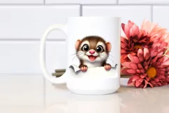 Funny Popping Eyes Weasel Watercolor Clipart Product Image 2
