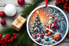 Round Christmas Ornament Sublimation|Clipart Product Image 1