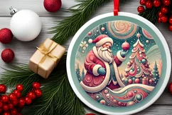 Round Christmas Ornament Sublimation|Clipart Product Image 1