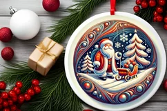 Round Christmas Ornament Sublimation|Clipart Product Image 1