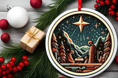 Round Christmas Ornament Sublimation|Clipart Product Image 2