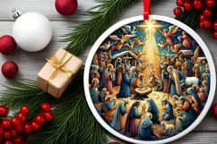 Round Christmas Ornament Sublimation|Clipart Product Image 2