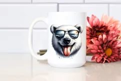 Funny Cute Polar Bear with Sunglasses | Watercolor Clipart Product Image 2