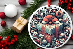 Round Christmas Ornament Sublimation|Clipart Product Image 2