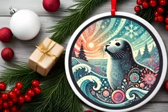 Round Christmas Ornament Sublimation|Clipart Product Image 1