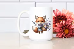Detailed Cute Baby Fox Holding Lavender Bouquet Product Image 2