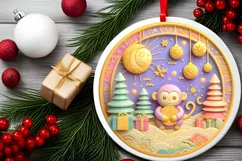 Round Christmas Ornament Sublimation|Clipart Product Image 2