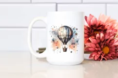 Vintage Dirty Hot Air Balloon with Stars | Watercolor Product Image 2
