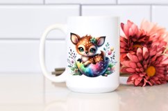 Colorful Sitting Baby Deer Watercolor Clipart Product Image 2