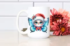 Expressive Baby Butterfly PNG with Santa Hat Product Image 2