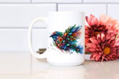 Abstract Vibrant Bird with 3D Looking Flowers PNG Product Image 2