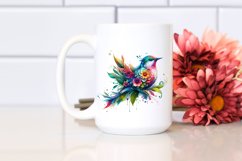 Abstract Vibrant Bird with 3D Looking Flowers PNG Product Image 2