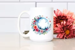 Vibrant Watercolor Whimsical Moon | Sublimation | Clipart Product Image 2