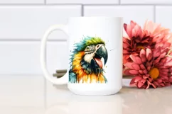Funny Cute Macaw with Tongue Out | Watercolor Clipart Product Image 2