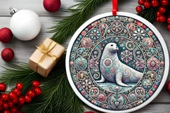 Round Christmas Ornament Sublimation|Clipart Product Image 1