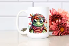 Funny Cute Turtle with Scarf | Watercolor Clipart Product Image 2