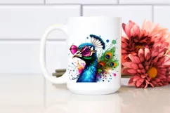 Colorful Quirky Peacock Art Clipart Product Image 2