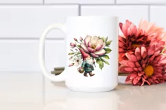Watercolor Gnome with Magnolia Bouquet | Sublimation | Product Image 2