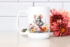 Watercolor Cute Baby Mouse Playing Gymnastics | Sublimation Product Image 2