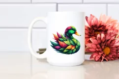 Vibrant Duck with Plant Leaves PNG Product Image 2