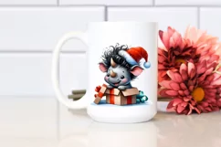 Expressive Baby Rhino PNG with Santa Hat Product Image 2