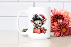 Expressive Baby Rhino PNG with Santa Hat Product Image 2
