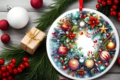 Round Christmas Ornament Sublimation|Clipart Product Image 2