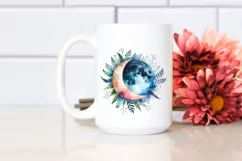 Vibrant Moon with Foliage Stars | Clipart Product Image 2