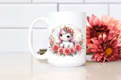 Cute Baby Unicorn Rose Frame Clipart Product Image 2