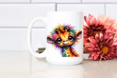 Colorful Layered Watercolor Cute Baby Giraffe | Sublimation Product Image 2