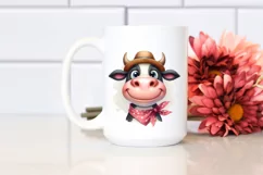 Cow Clipart of Thoughtful Cow with Hat Product Image 2