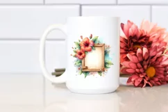 Hibiscus Shiny Metallic Wood Frame Watercolor | Clipart Product Image 2