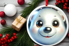 Polar Bear Smiling Round Ornament Sublimation PNG Product Image 2