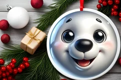 Polar Bear Smiling Round Ornament Sublimation PNG Product Image 2