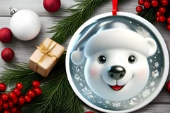 Polar Bear Smiling Round Ornament Sublimation PNG Product Image 2