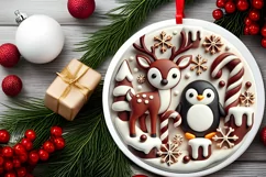 Round Christmas Ornament Sublimation|Clipart Product Image 2