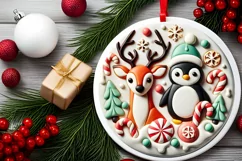 Round Christmas Ornament Sublimation|Clipart Product Image 2