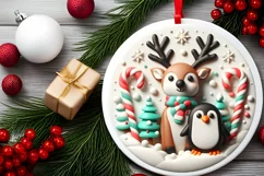 Round Christmas Ornament Sublimation|Clipart Product Image 1