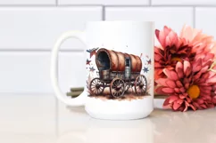 Vintage Rusty Horse Wagon with Stars | Sublimation Clipart Product Image 2