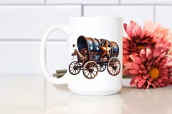 Vintage Rusty Horse Wagon with Stars | Sublimation Clipart Product Image 2