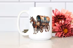 Vintage Rusty Horse Wagon with Stars | Sublimation Clipart Product Image 2