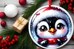 Penguin Smiling Round Ornament Sublimation PNG Product Image 2