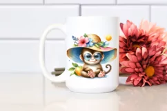 Colorful Watercolor Cute Baby Monkey | Sublimation | Clipart Product Image 2